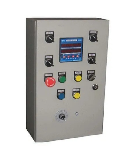 Inside wiring of an SPM panel with PLC and drives